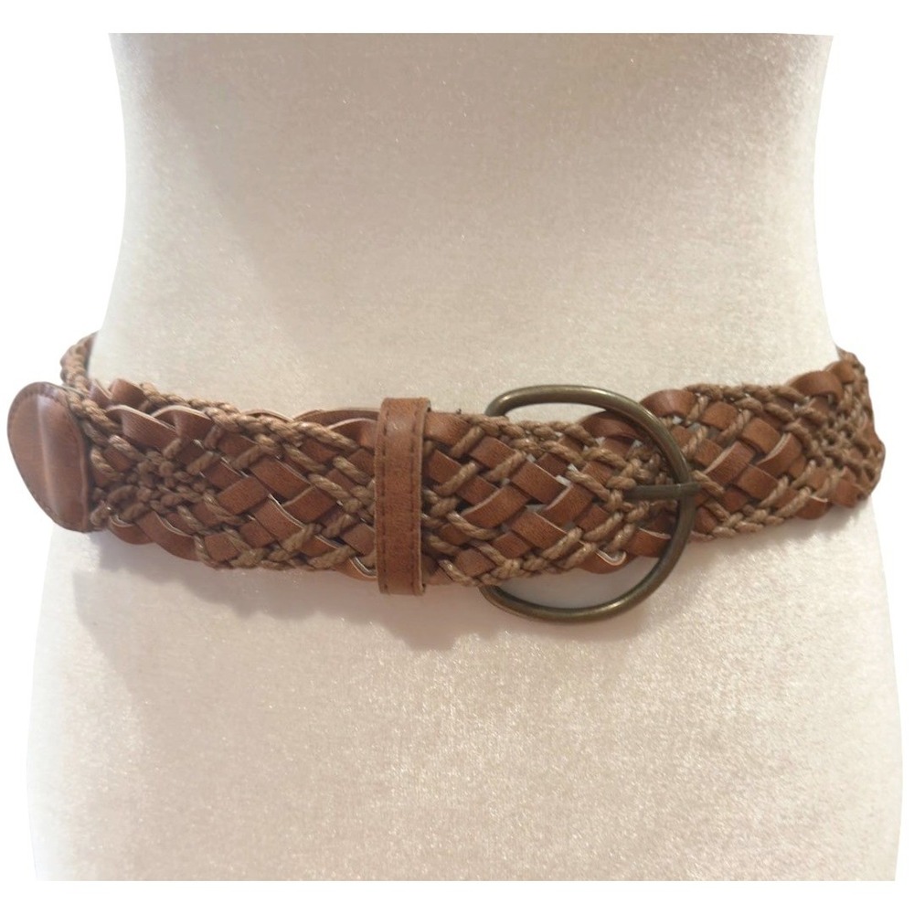 Braided Belt Brown Woven Faux Leather Cord Boho Western Adjustable 42"